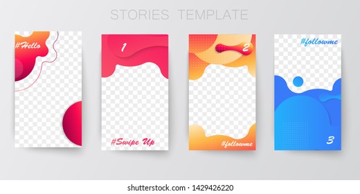 Trendy editable templates for stories. Story template collection with gradient. Design backgrounds for social media. Vector EPS10