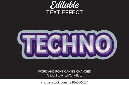 trendy editable text effect techno