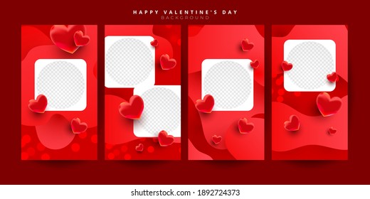 Plantilla de banner vertical del día de San Valentín, editable y a la moda, para banner, volante, folleto, historia o historias en medios sociales, ilustración vectorial
