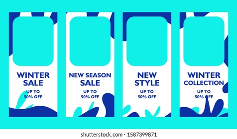 Trendy editable winter banner template for social networks stories,
story, vector illustration. Flash sale, new season, special offer design
for holiday social media online shop frame background.