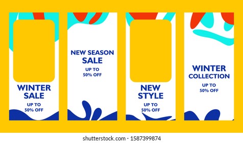 Trendy editable winter banner template for social network stories,
story, vector illustration. Flash sale, new season, special offer design
for holiday social media frame background.
