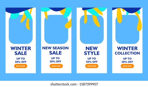 Trendy editable winter banner template for social networks stories,
story, vector illustration. Flash sale, new season, special offer design
for holiday social media frame background.