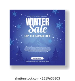Trendy editable winter Christmas New Year sale template for social media posts, banner with 3d snowman snowflakes. Abstract modern background for banner sale, presentation, flyer, poster, invitation.
