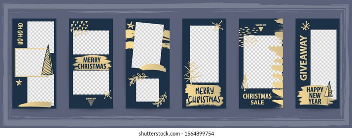 Trendy editable winter template for social networks story, vector illustration. Design backgrounds for social media.