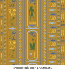 Trendy egypt writing seamless vector. Hieroglyphic egyptian language symbols origami. Repeating ethnical fashion graphic design for brochure or booklet.