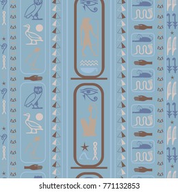 Trendy egyptian motifs seamless background. Ethnic hieroglyph symbols origami. Repeating ethnical fashion background for advert.