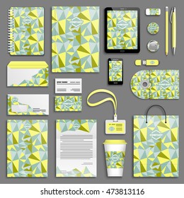 Trendy eighties fresh Corporate identity template set. Business stationery mock-up with logo. Branding design. Geometric background.