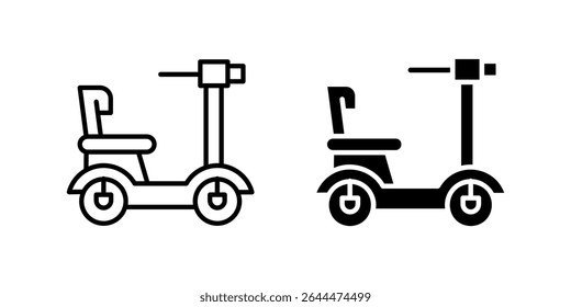Trendy scooter elétrico ícone definido para mobilidade urbana, transporte pessoal e viagens eco-friendly. Perfeito para o deslocamento urbano e estilo de vida moderno.