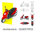 Trendy electric scooter, isolated on white background. Isolated Motorbike template for moped, motorbike branding and advertising