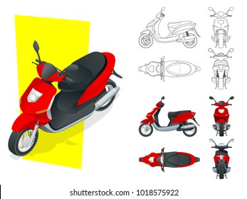 Trendy electric scooter, isolated on white background. Isolated Motorbike template for moped, motorbike branding and advertising