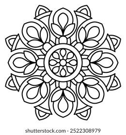 Diseño de mandala de moda y elegante con líneas limpias para colorear libro, tatuaje y diseño de henna, diseño de mandala para adultos y niños libro de colorear
