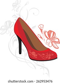 Trendy elegant red shoes. Vector