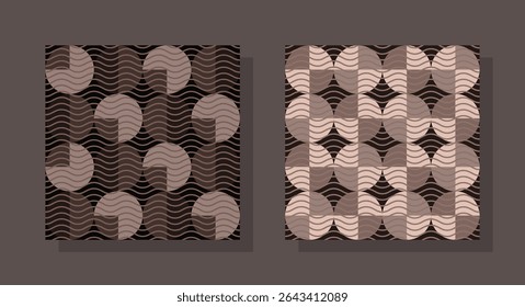 Trendy essential aesthetic geometric printable seamless patterns. Modern trendy hand made geometry abstract printable pattern ideas for textile, home decor, banner, template, poster, carpet and rugs.