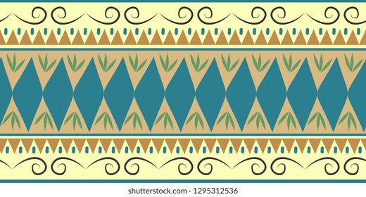 Trendy ethnic tribal seamless pattern vector illustration with geometric hand drawn stripes ikat motif batik background multicolor for fashion textile print and wrapping.