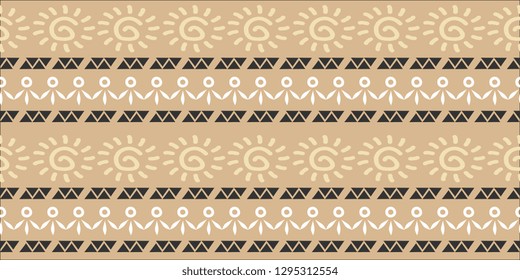 Trendy ethnic tribal seamless pattern vector illustration with geometric hand drawn stripes ikat motif batik background multicolor for fashion textile print and wrapping.