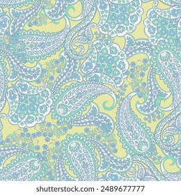 Trendy ethnic-style paisley pattern. Fashionable vector template for any design projects