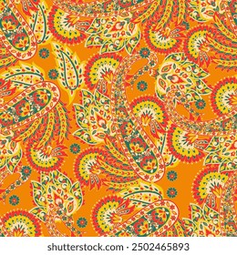 Trendy ethnic-style vector paisley pattern. Seamless Fashionable vector template for any design projects