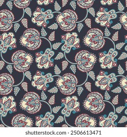 Trendy ethnic-style vector paisley pattern. Seamless Fashionable vector template for any design projects