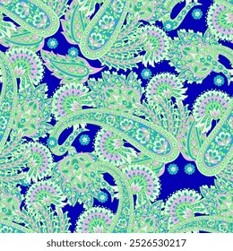 Trendy ethnic-style vector paisley pattern. Seamless Fashionable vector template for any design projects