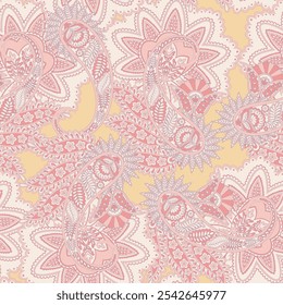 Trendy ethnic-style vector paisley pattern. Seamless Fashionable vector template for any design projects