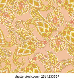 Trendy ethnic-style vector paisley pattern. Seamless Fashionable vector template for any design projects