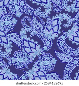 Trendy ethnic-style vector paisley pattern. Seamless Fashionable vector template for any design projects