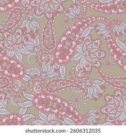 Trendy ethnic-style vector paisley pattern. Seamless Fashionable vector template for any design projects