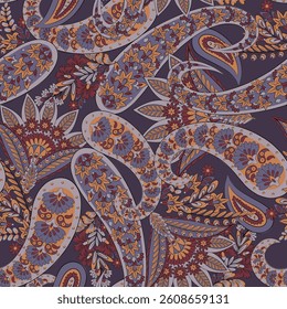 Trendy ethnic-style vector paisley pattern. Seamless Fashionable vector template for any design projects