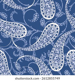 Trendy ethnic-style vector paisley pattern. Seamless Fashionable vector template for any design projects