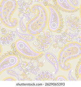 Trendy ethnic-style vector paisley pattern. Seamless Fashionable vector template for any design projects