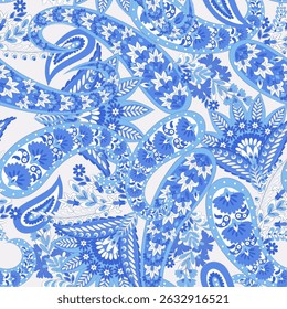 Trendy ethnic-style vector paisley pattern. Seamless Fashionable vector template for any design projects