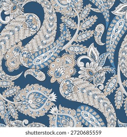 Patrón de paisley de Vector de estilo étnico de moda. Plantilla de Vector de moda inconsútil para cualquier proyecto de diseño