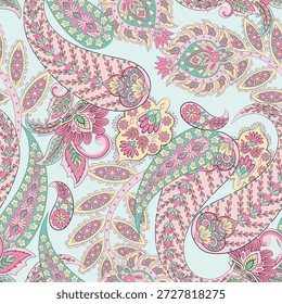 Patrón de paisley de Vector de estilo étnico de moda. Plantilla de Vector de moda inconsútil para cualquier proyecto de diseño