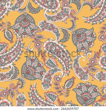 Trendy ethnic-style vector paisley pattern. Seamless Fashionable vector template for any design projects