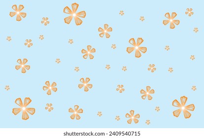 Trendy exotic flower wallpaper on blue background.