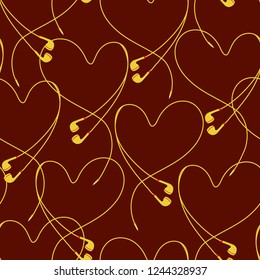 Trendy  eyephone create positive heart seamless pattern vector design for fabric,wallpaper,fashion ,and all prints on stylish brown background color