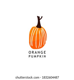 Trendy fall orange pumpkin logo vector icon. Minimal style