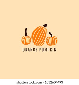 Trendy fall orange pumpkins logo vector icon. Minimal style