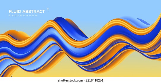 Trendy fashion 3d three-dimensional dazzling blue yellow fluid gradient abstract elements