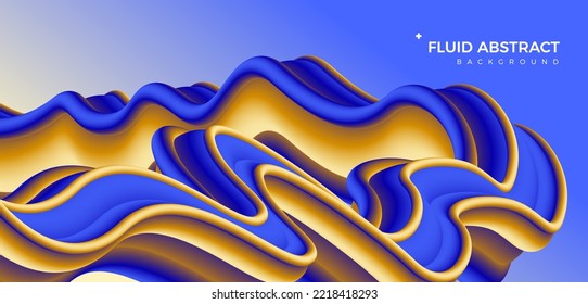 Trendy fashion 3d three-dimensional dazzling blue yellow fluid gradient abstract elements