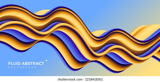 Trendy fashion 3d three-dimensional dazzling blue yellow fluid gradient abstract elements