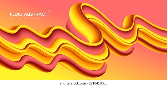 Trendy fashion 3d three-dimensional dazzling red yellow fluid gradient abstract elements