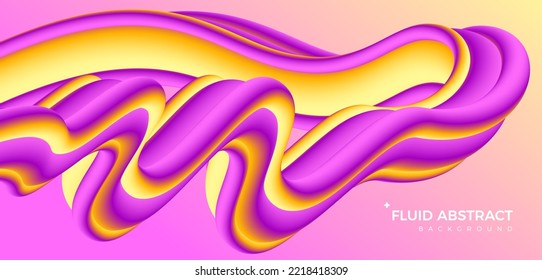 Trendy fashion 3d three-dimensional dazzling red yellow fluid gradient abstract elements