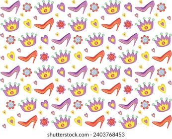 Trendy fashion accessories and clothing vector illustration. Seamless fashion accessories pattern. Seamless pattern with colorful clothing, cosmetics 