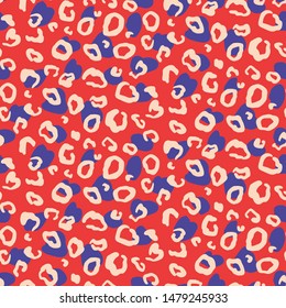 Trendy fashion animal skin texture, hand drawn grunge stains, vector seamless pattern. Safari, jungle bold fabric print.
