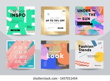 Trendy fashion banners for social media. Eps10 vector. 