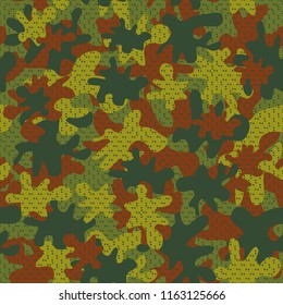 Trendy fashion camouflage seamless pattern. Classic clothing style masking camo repeat print. Design element for fabric or wallpaper.
