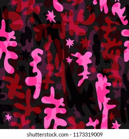 Trendy fashion camouflage seamless pattern. Clothing female style camo repeat print. Design element for fabric or wallpaper.