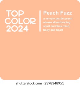 Trendy fashion color of 2024 year. Peach background with description. Abstract square vector banner for design, flyer, poster, article