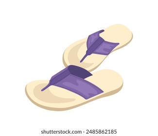 Trendy fashion flip flop sandals seasonal shoes, casual summer footwear isolated vector illustration